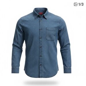 Merona Navy Patterned Casual Shirt